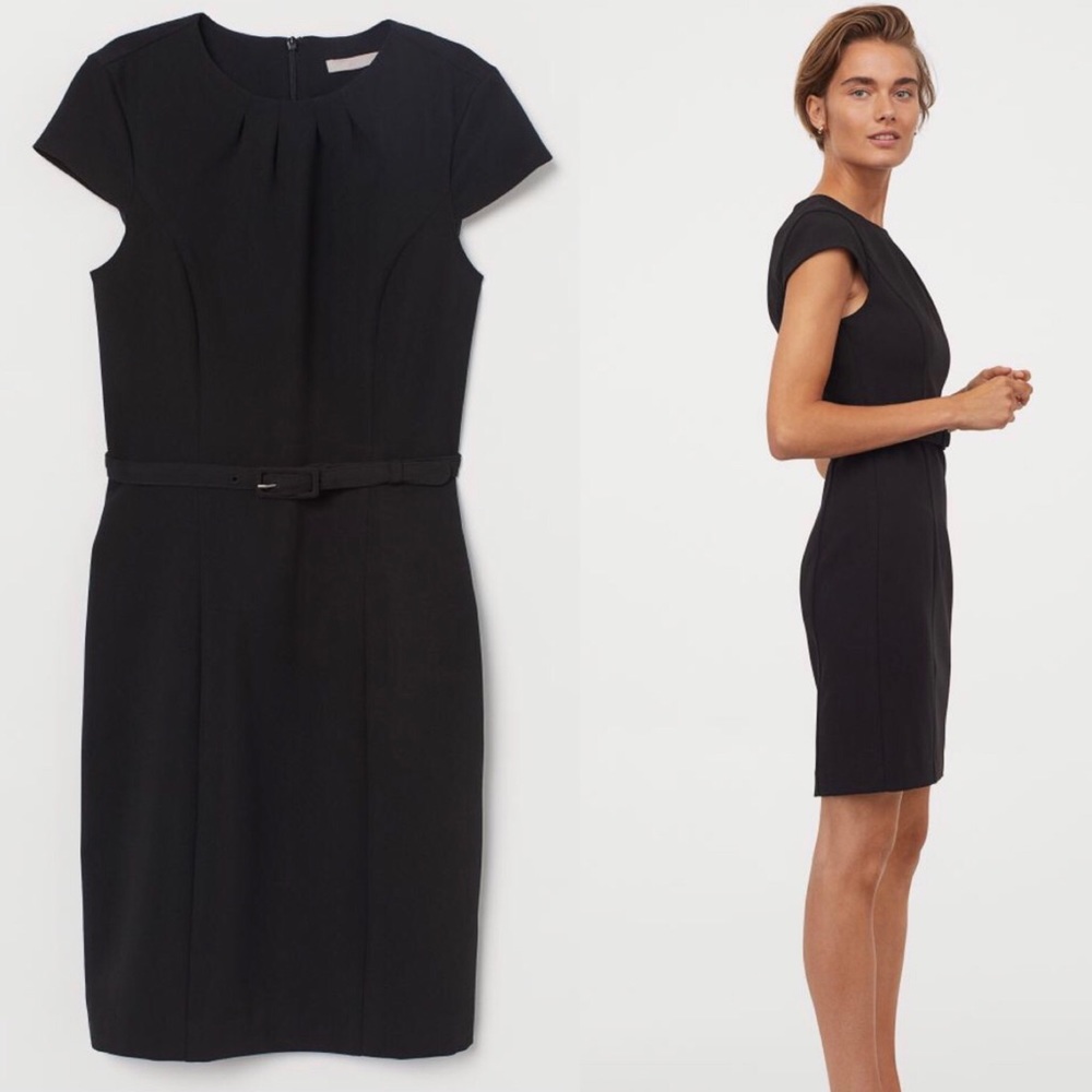 H&M dress with belt black casual new